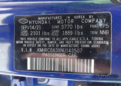 2022 Hyundai Venue Limited z USA, uszkodzony, nr VIN KMHRC8A3XNU143507